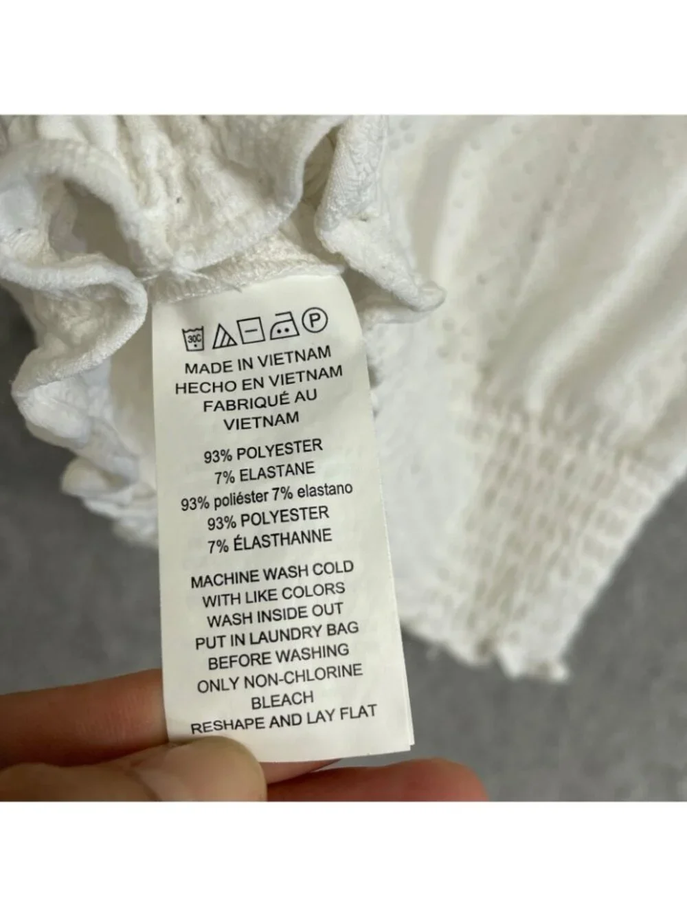 Michael  Kors Women's M White Eyelet Short Sleeve Smocked Hem Top P0432